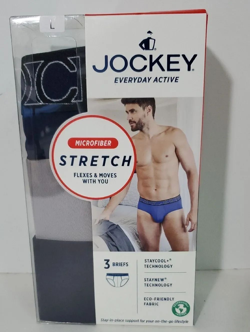 Jockey Men's Briefs 3 Pack - Blue and Black Size L NWT
